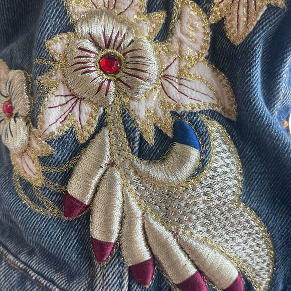 Vintage designer denim VEST EMMANUEL SCHIVILI ITALY with gold embroidery size M - Picture 16 of 17